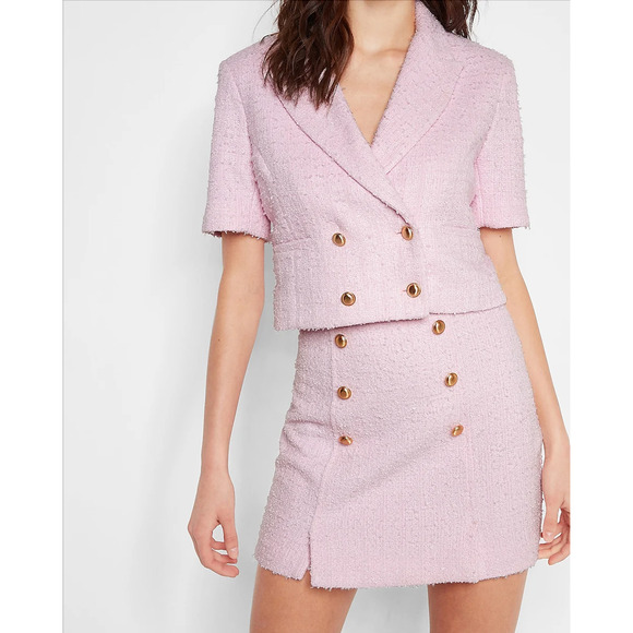 Express Tweed Two Piece Blazer Skirt Set - Picture 2 of 4